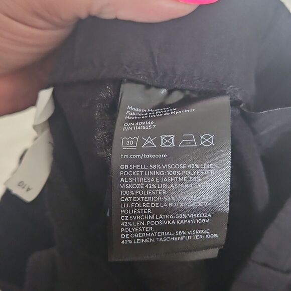 H&M Women's Linen Blend Wide Leg Dress Pants Size 0 Black - Picture 6 of 16